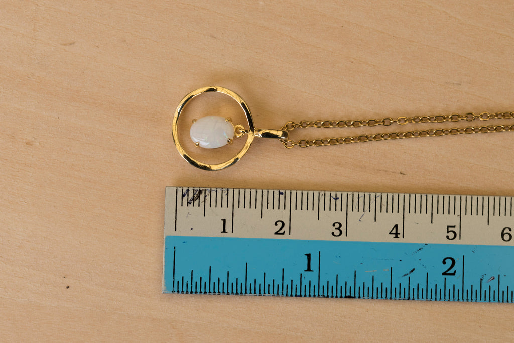Australian Solid Opal Necklace Pendant in Sterling Silver Yellow Gold Plated
