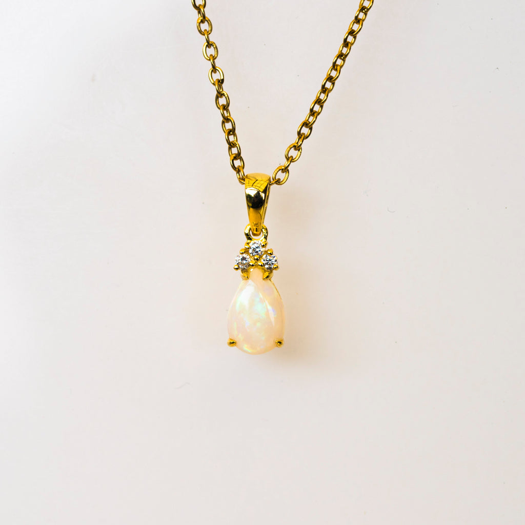 Natural Australian Solid Opal Necklace Pendant in Sterling Silver Yellow Gold Plated