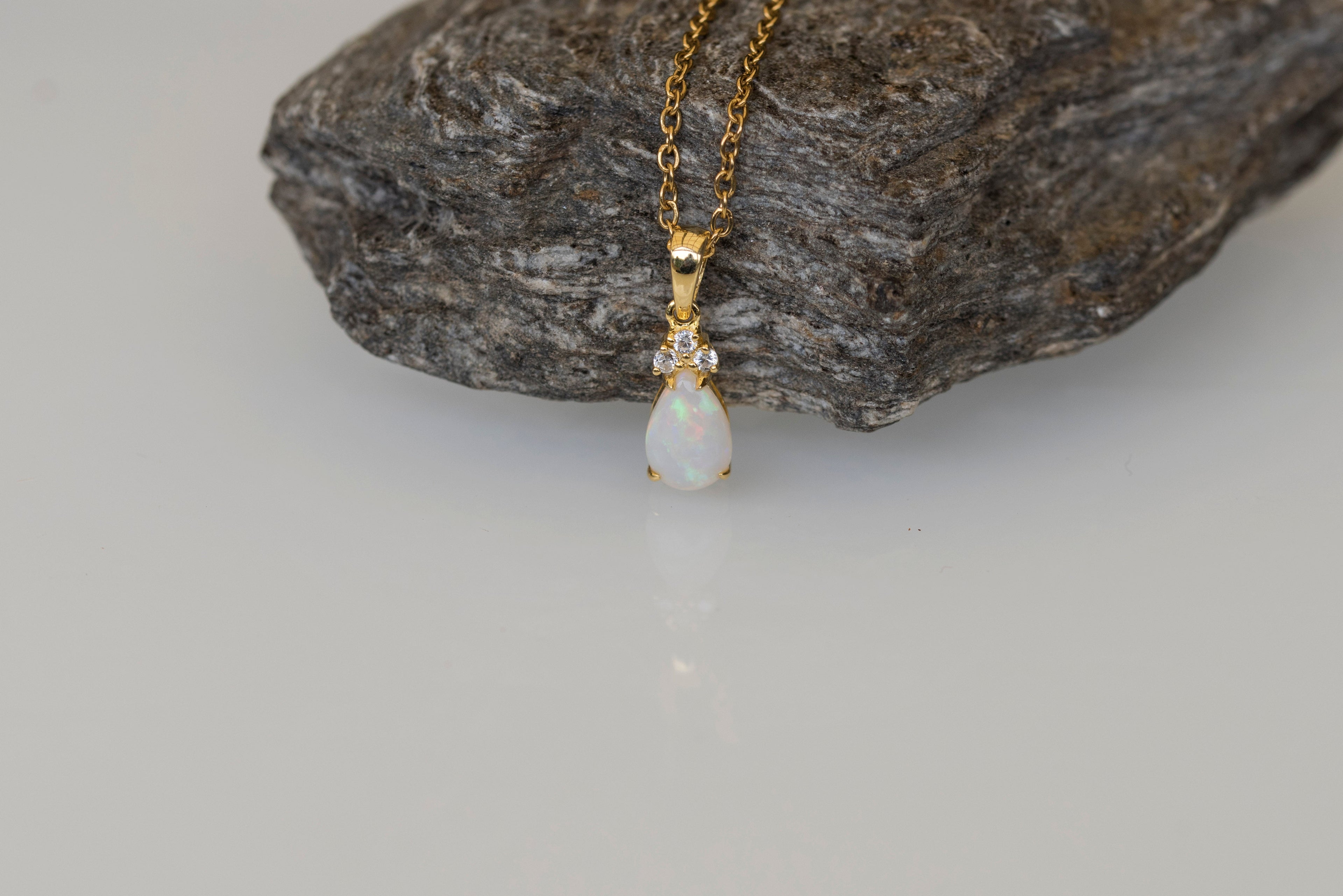 Natural Australian Solid Opal Necklace Pendant in Sterling Silver Yellow Gold Plated