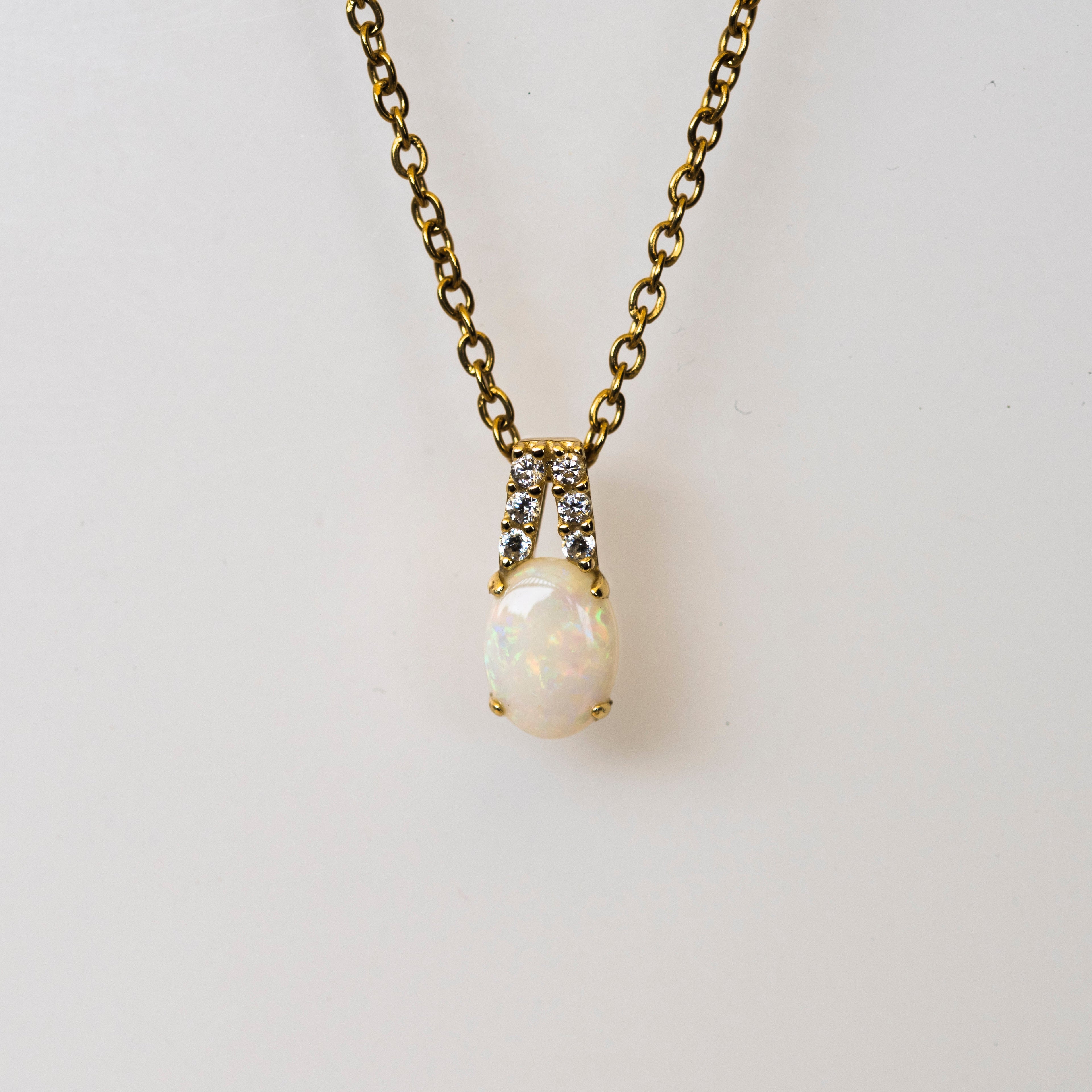 Australian Solid Opal Necklace Pendant in Sterling Silver Yellow Gold Plated