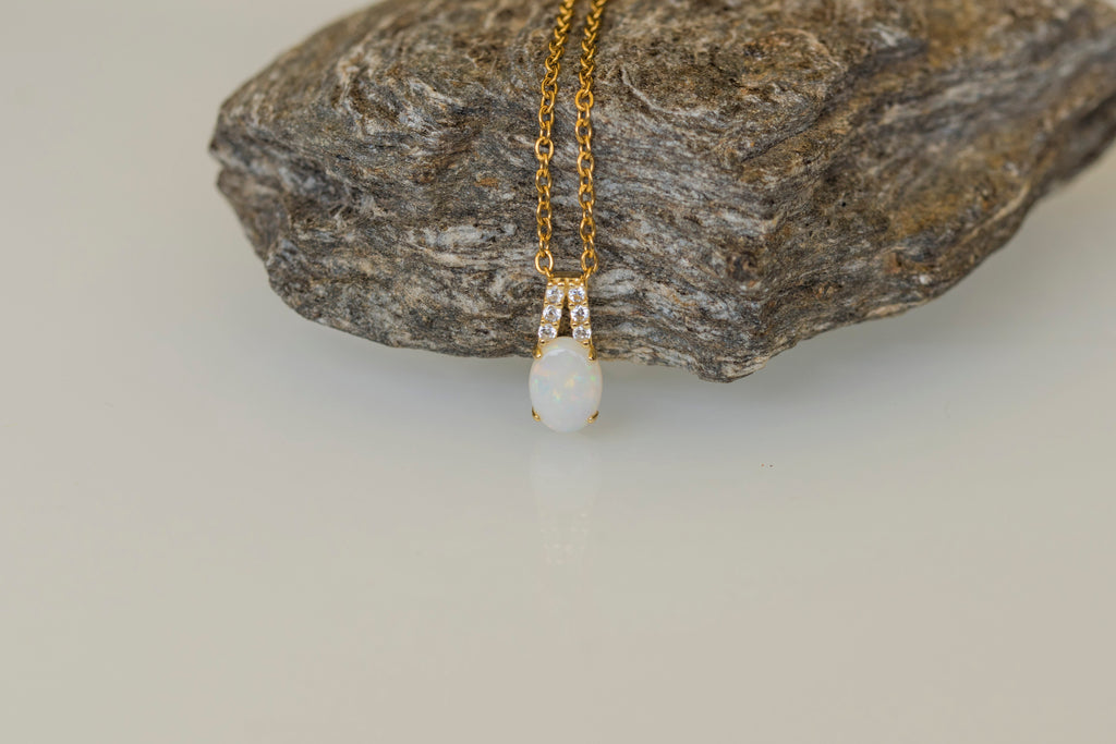 Australian Solid Opal Necklace Pendant in Sterling Silver Yellow Gold Plated