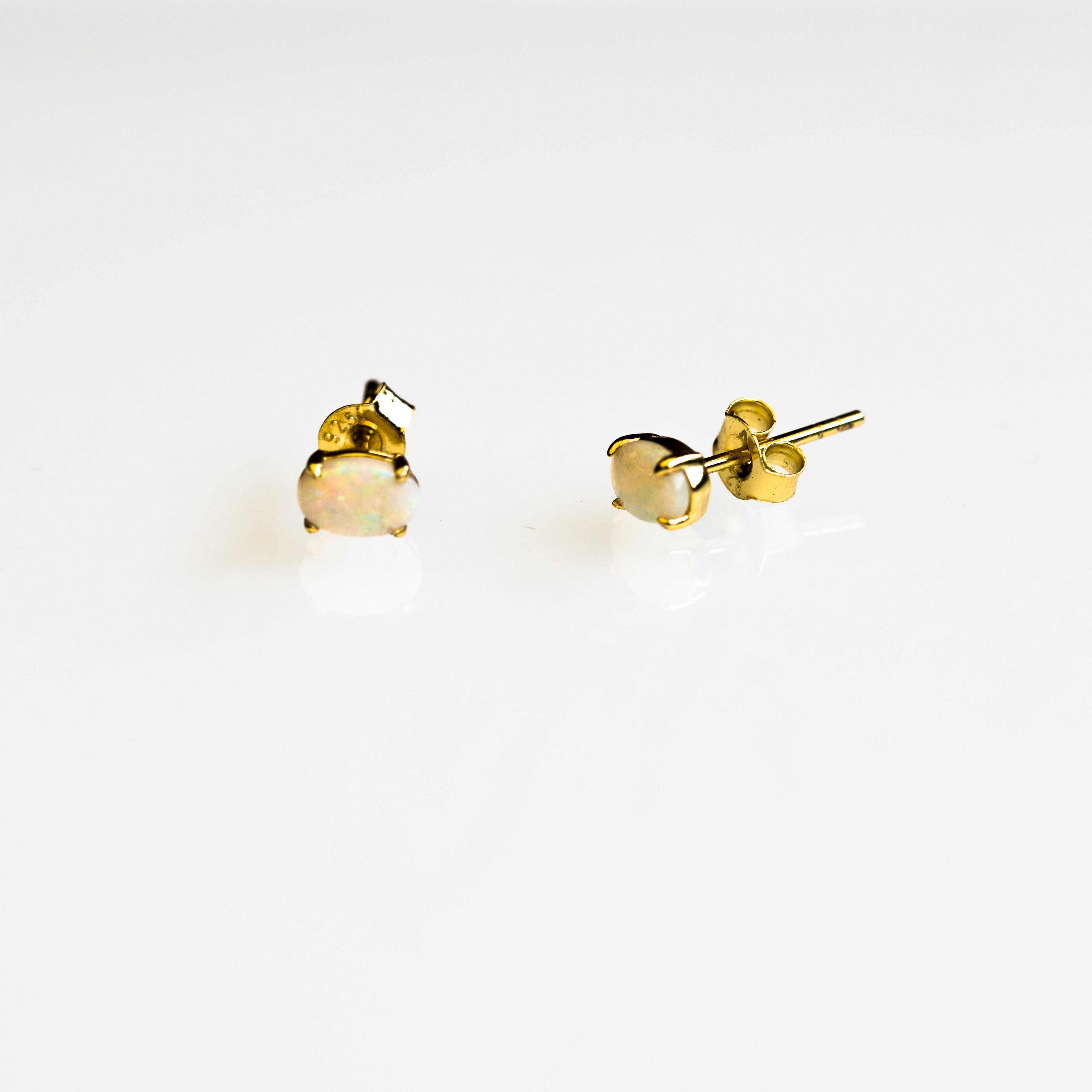 Australian Opal Earrings - Multi Color White Opal - Authentic Australian Solid Opal Earrings in Sterling Silver Yellow Gold Plated for Women
