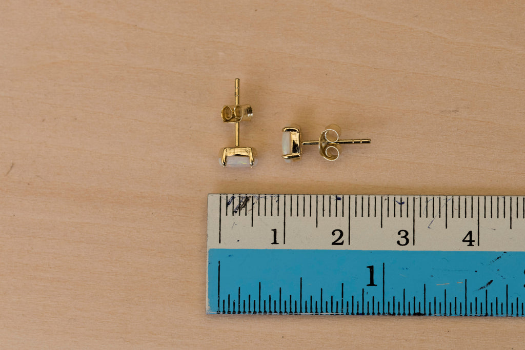 Australian Opal Earrings - Multi Color White Opal - Authentic Australian Solid Opal Earrings in Sterling Silver Yellow Gold Plated for Women