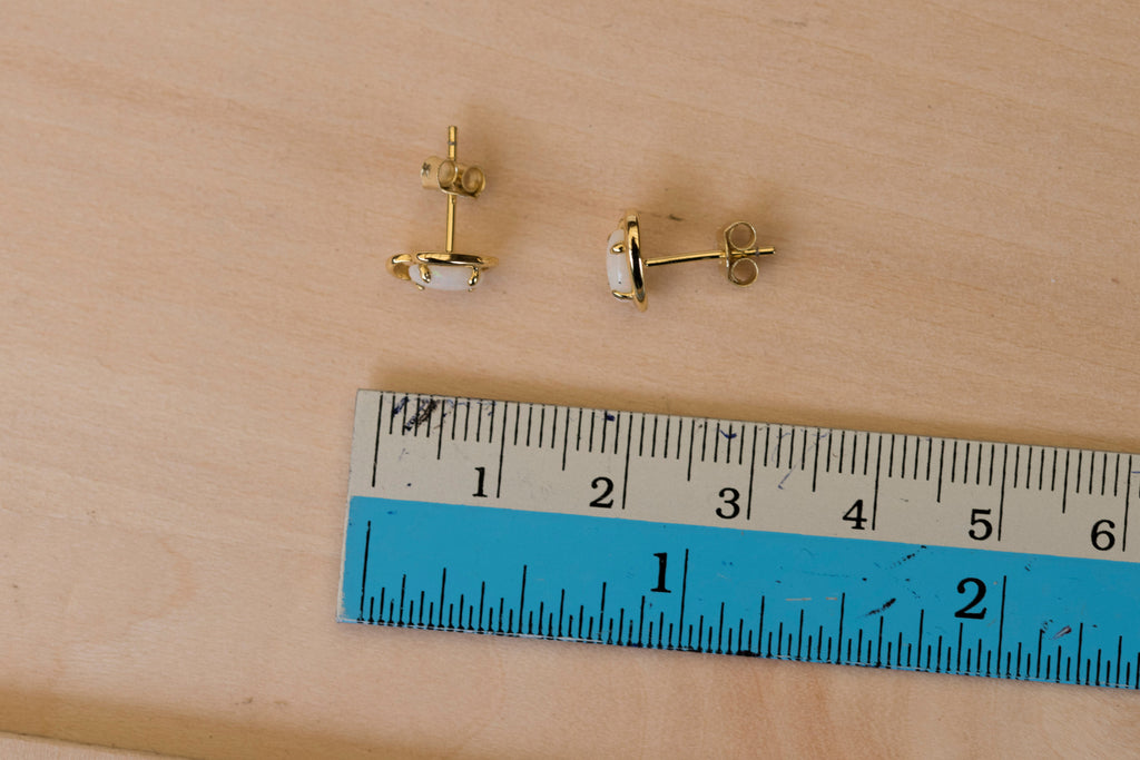 Genuine Australian Opal - Fire Opal Multi Color Earrings - Dainty White Opal Earrings in Sterling Silver Yellow Gold Plated