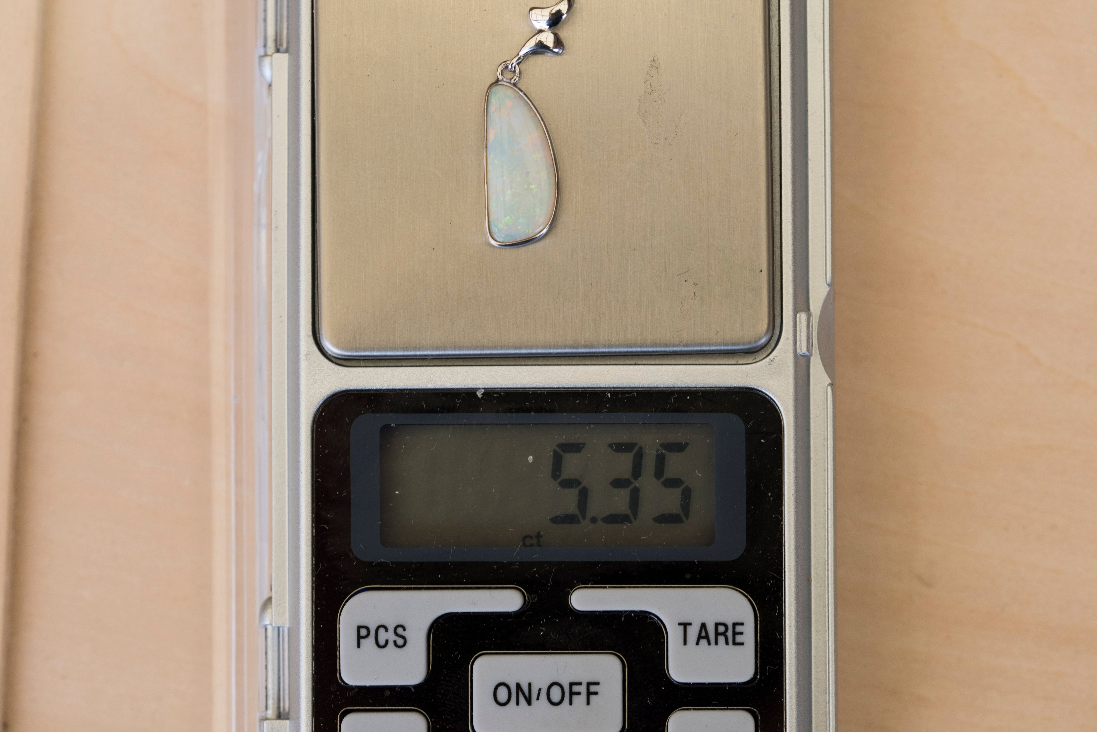 Australian Crystal Opal Pendant - Genuine Authentic Multi Color Fire Opal Necklace - Solid Opal Gem Stone Pendant in Sterling Silver White Gold Plated