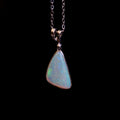 Australian Crystal Opal - Genuine Authentic Multi Color Fire Opal Necklace -  Solid Opal Gem Stone Pendant in Sterling Silver White Gold Plated