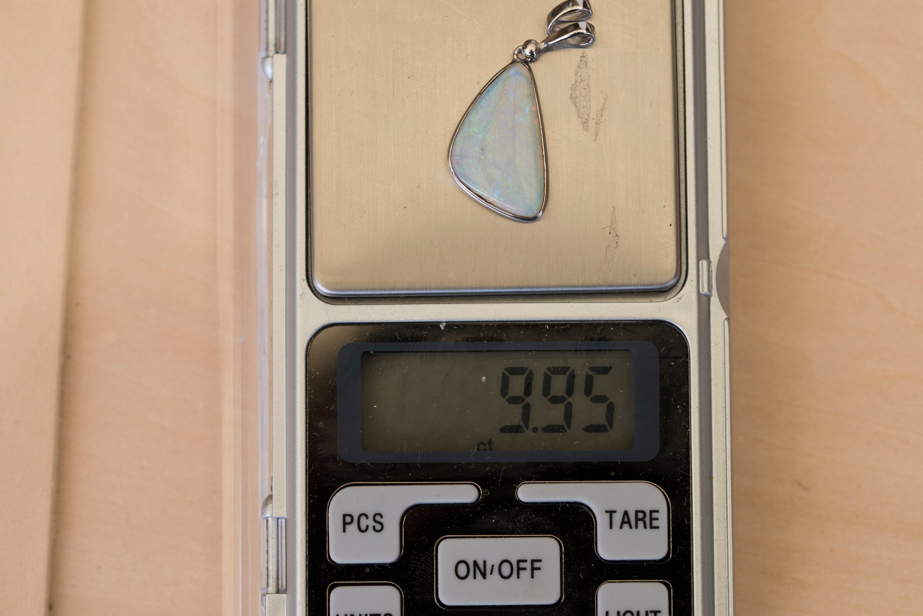 Australian Crystal Opal - Genuine Authentic Multi Color Fire Opal Necklace -  Solid Opal Gem Stone Pendant in Sterling Silver White Gold Plated