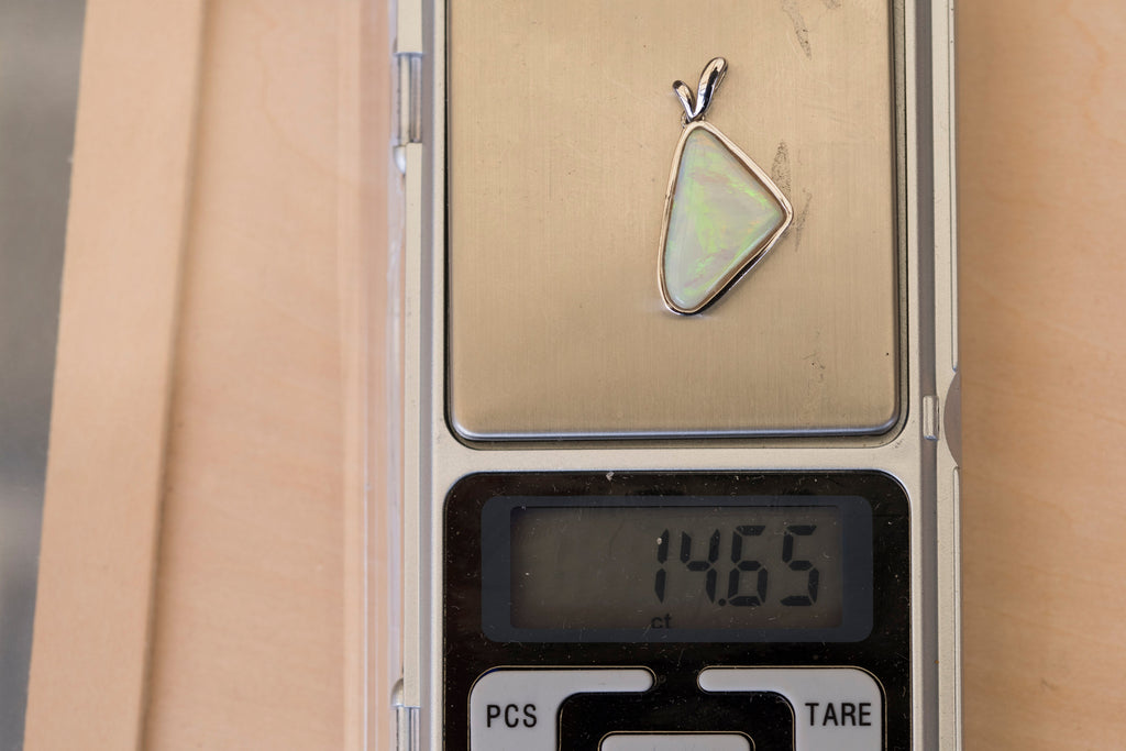 Australian Natural Crystal Opal - Genuine Authentic Multi Color Fire Opal Necklace - Solid Opal Gem Stone Pendant in Sterling Silver White Gold Plated