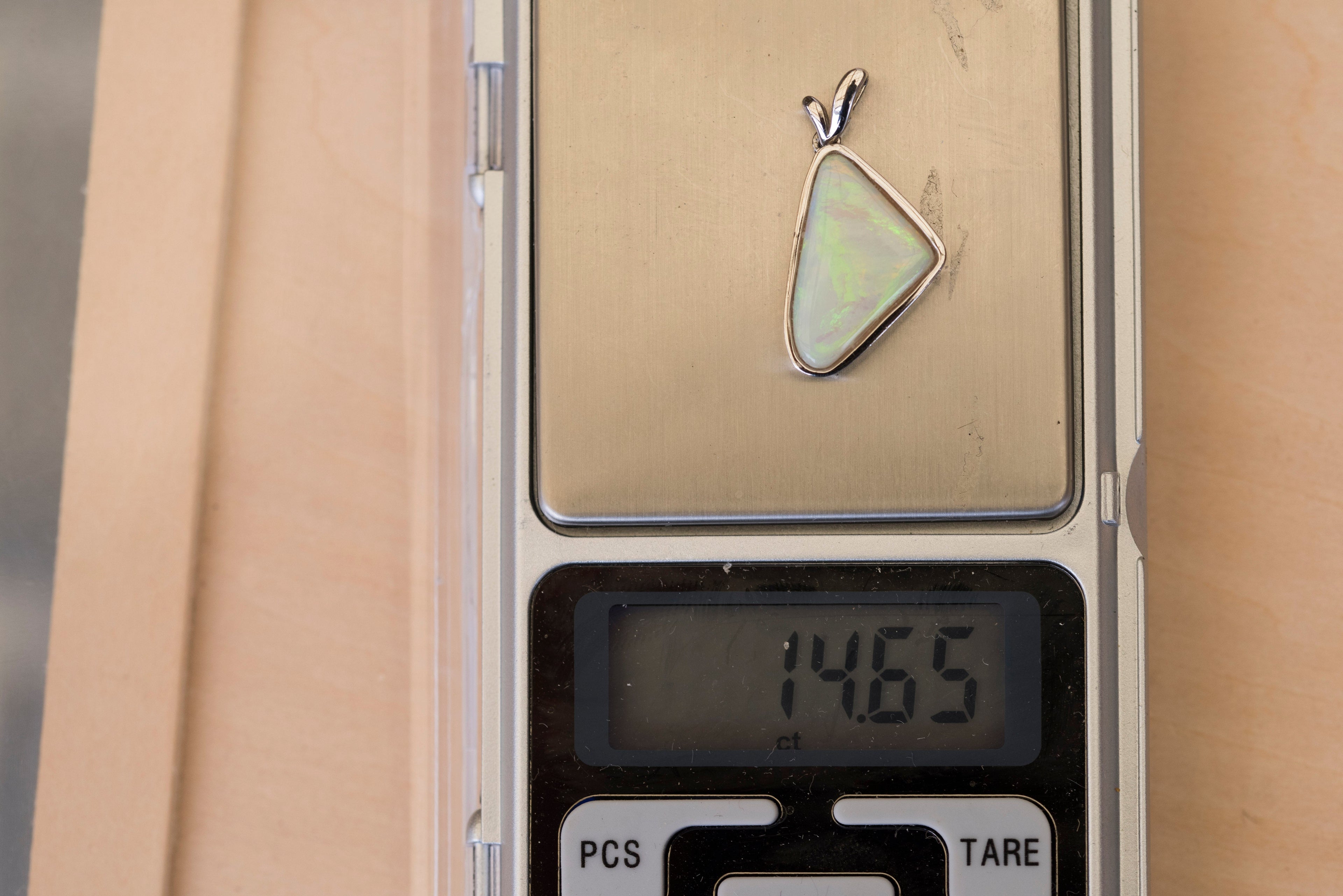 Australian Natural Crystal Opal - Genuine Authentic Multi Color Fire Opal Necklace - Solid Opal Gem Stone Pendant in Sterling Silver White Gold Plated