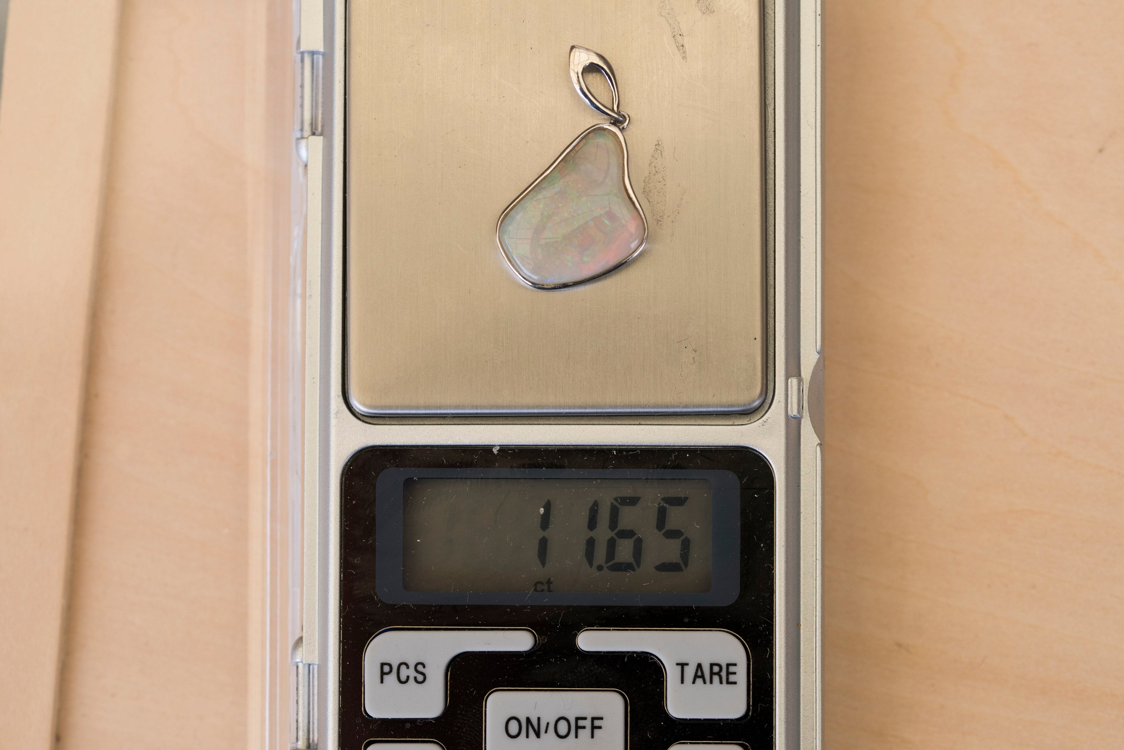 Australian Crystal Opal Necklace Pendant - Genuine Authentic Multi Color Fire Opal - Solid Opal Gem Stone Necklace in Sterling Silver White Gold Plated