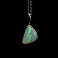 Natural Australian Crystal Opal - Genuine Authentic Multi Color Fire Opal Necklace - Solid Opal Gem Stone Pendant in Sterling Silver White Gold Plated