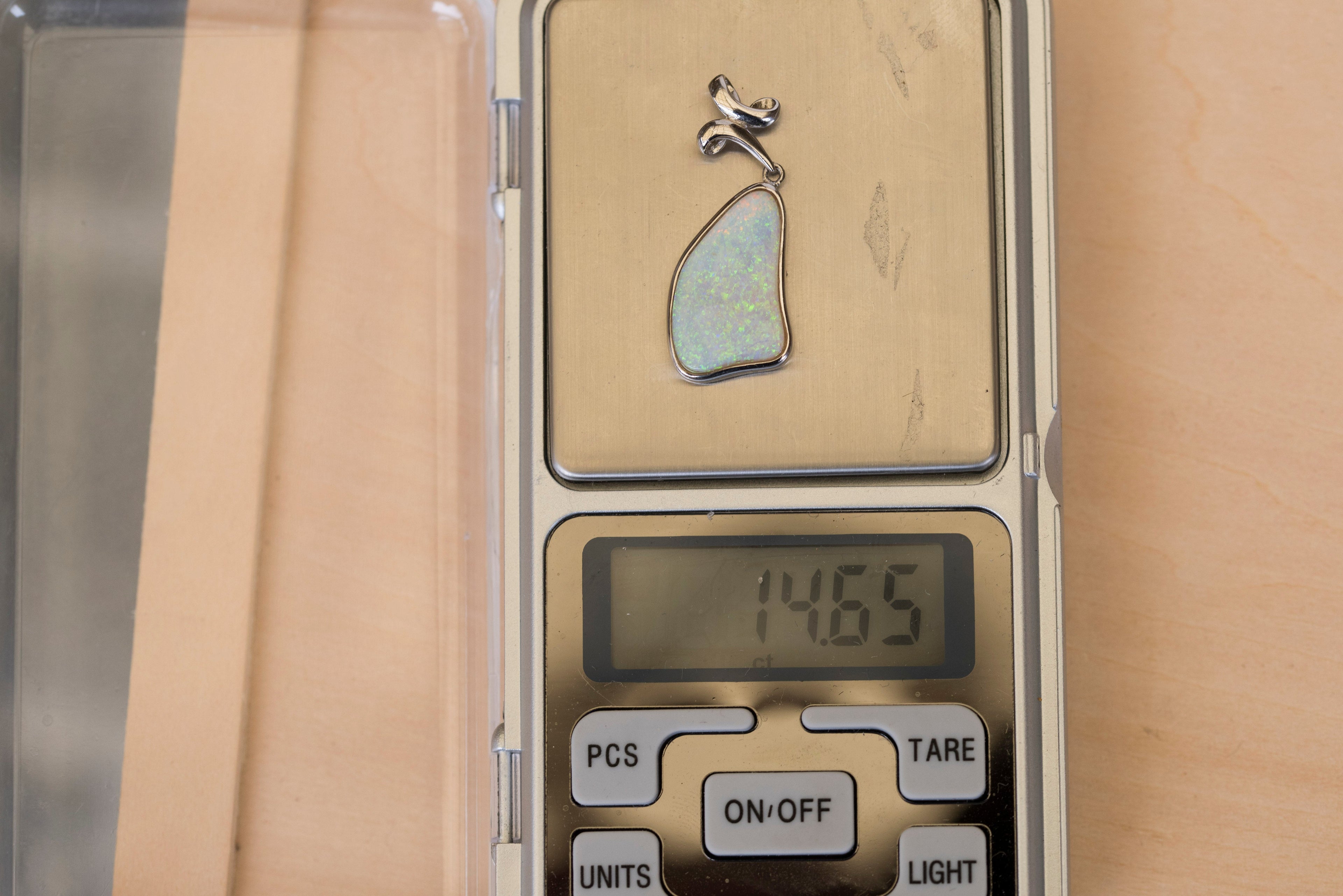 Australian Crystal Opal Jewelry - Handmade Genuine Authentic Multi Color Fire Opal Necklace - Solid Opal Gem Stone Pendant in Sterling Silver White Gold Plated