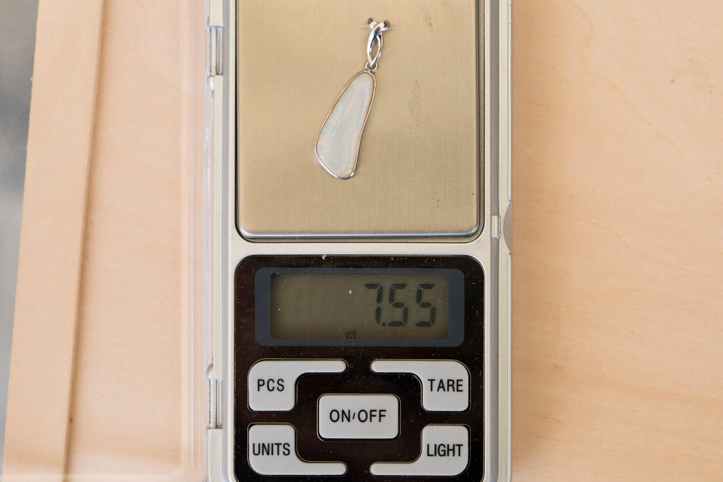 Australian Crystal Opal - Genuine Authentic Multi Color Fire Opal Necklace -  Solid Opal Gem Stone Pendant in Sterling Silver White Gold Plated