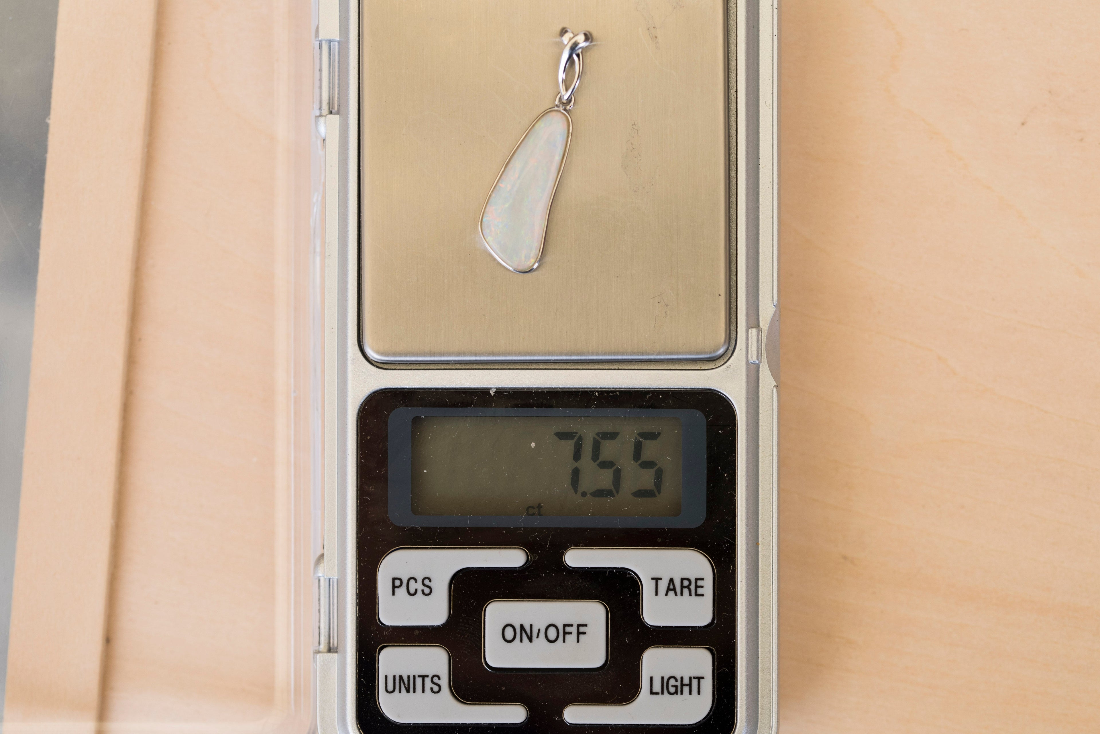 Australian Crystal Opal - Genuine Authentic Multi Color Fire Opal Necklace -  Solid Opal Gem Stone Pendant in Sterling Silver White Gold Plated