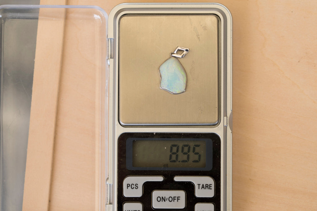 Natural Australian Crystal Opal - Locally Handmade Genuine Authentic Multi Color Fire Opal Necklace - Solid Opal Gem Stone Pendant in Sterling Silver White Gold Plated