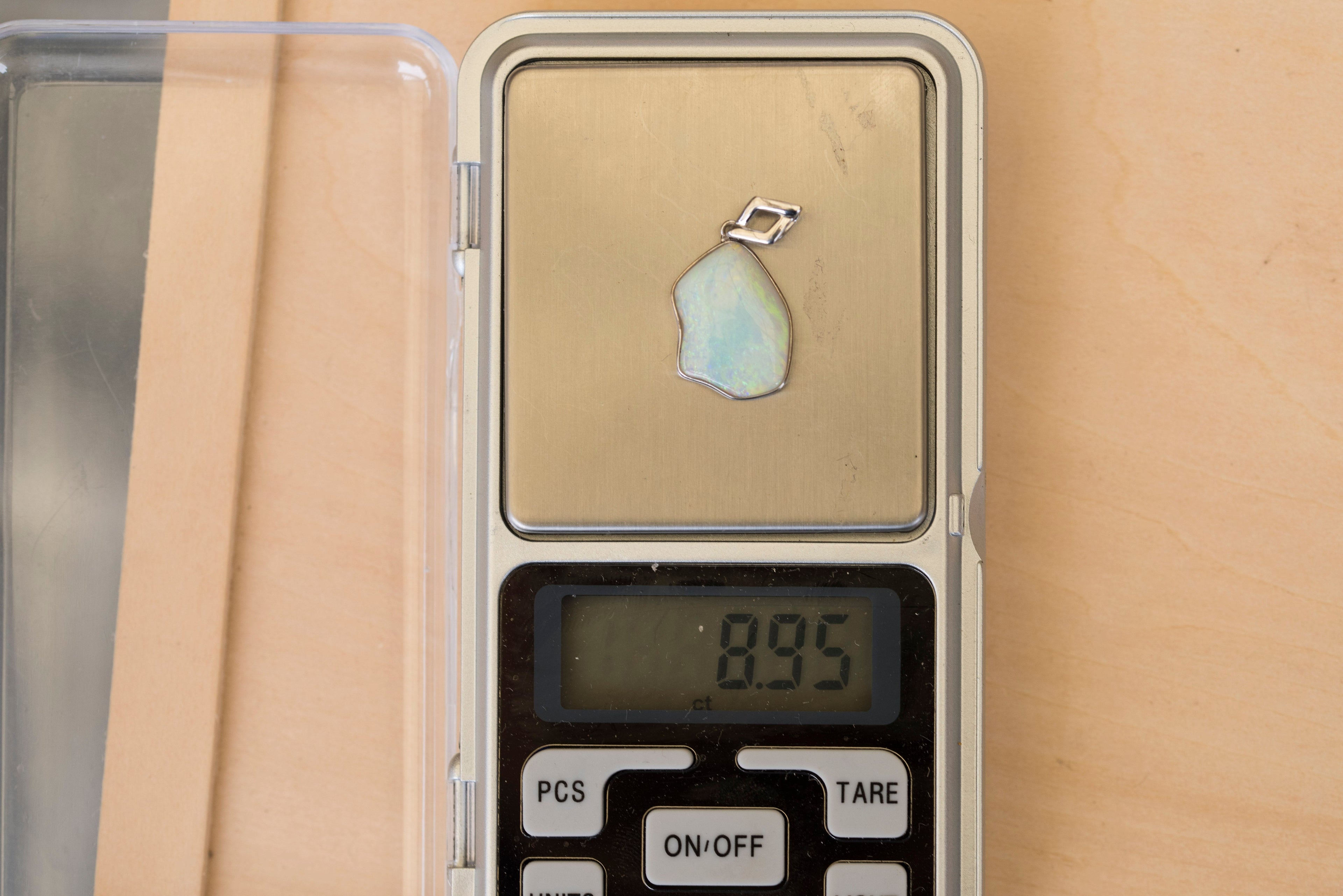 Natural Australian Crystal Opal - Locally Handmade Genuine Authentic Multi Color Fire Opal Necklace - Solid Opal Gem Stone Pendant in Sterling Silver White Gold Plated