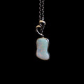 Australian Locally Made Crystal Opal Pendant - Genuine Authentic Multi Color Fire Opal Necklace - Solid Opal Gem Stone Pendant in Sterling Silver White Gold Plated
