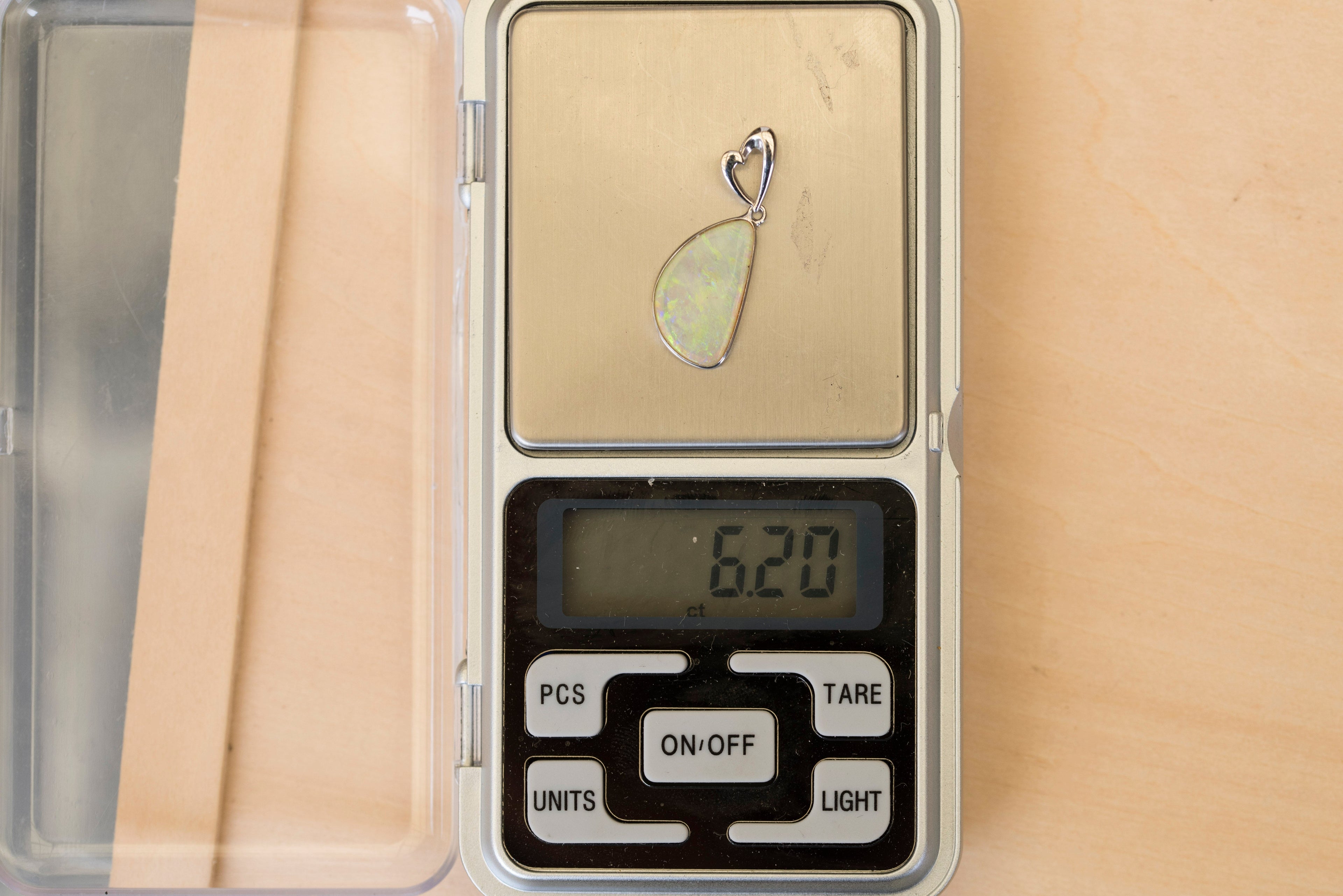 Australian Crystal Opal - Genuine Authentic Multi Color Fire Opal Necklace - Natural Solid Opal Gem Stone Pendant in Sterling Silver White Gold Plated