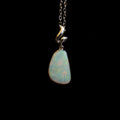 Australian Crystal Opal - Genuine Natural Multi Color Fire Opal Necklace - Solid Opal Gem Stone Pendant in Sterling Silver White Gold Plated