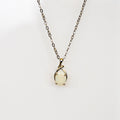 Natural Australian Solid Opal Necklace – Multi-Color White Opal Gemstone Pendant, Sterling Silver with White Gold Plating