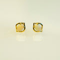 Authentic Australian Opal Earrings – Natural Multi-Color Solid White Opals, Sterling Silver Yellow Gold Plated