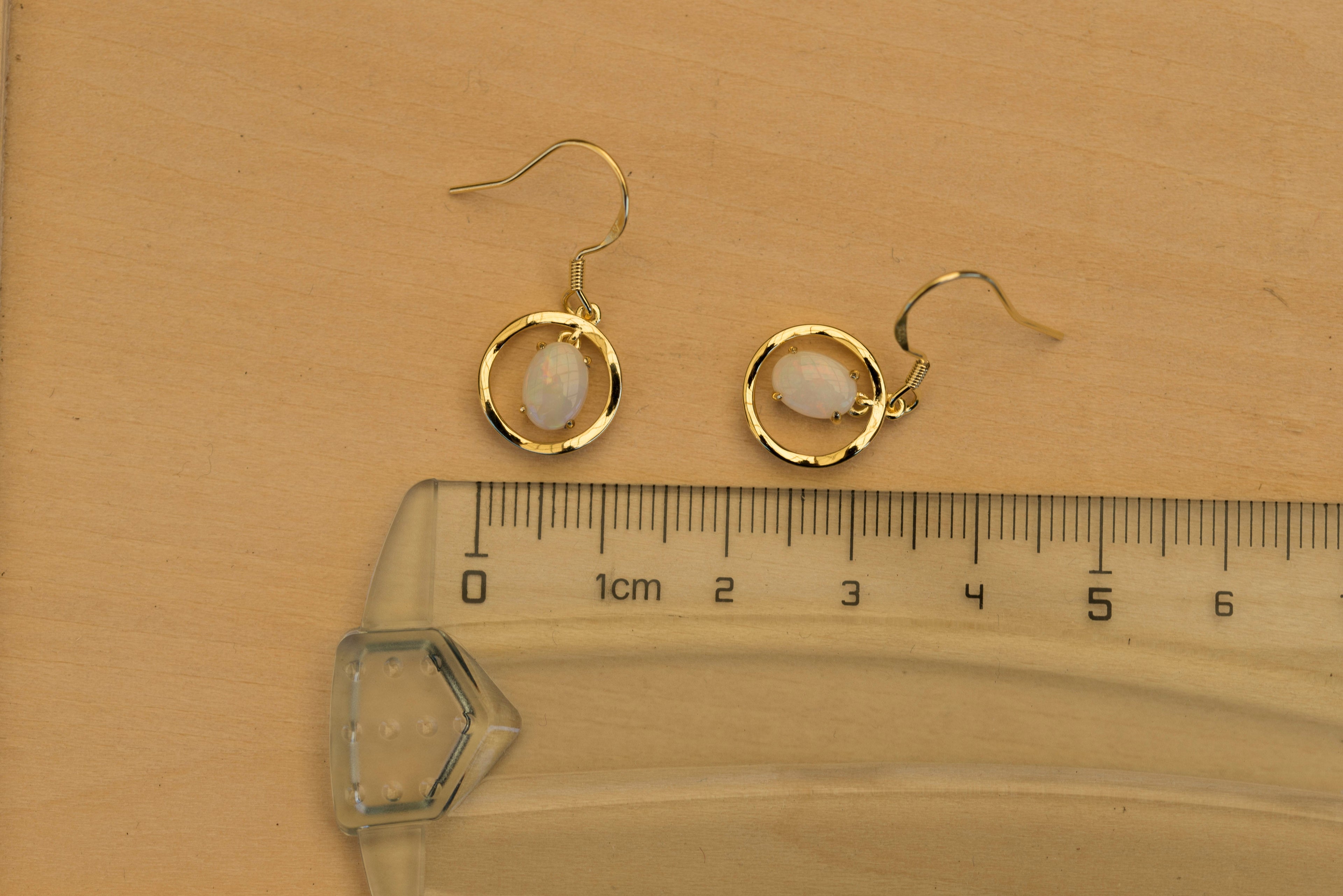 Handmade Australian Opal Earrings – Authentic Multi-Color Fire Solid White Opals, Sterling Silver with Gold Plating