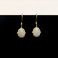 Luxury Australian Opal Earrings – Genuine Multi-Color Solid White Opals in Sterling Silver Yellow Gold Finish