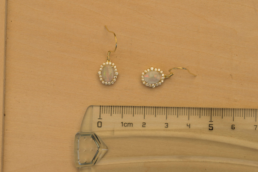 Luxury Australian Opal Earrings – Genuine Multi-Color Solid White Opals in Sterling Silver Yellow Gold Finish