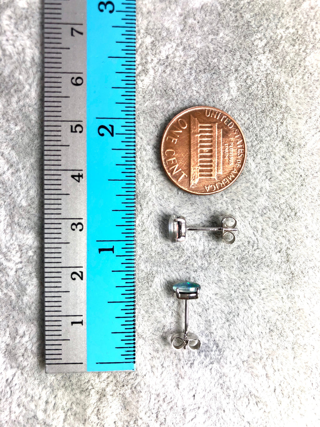 Dainty Australian Triplet Opal Earrings - Green Blue Fire Opal - Genuine Australian Triplet Opal Earrings in Sterling Silver White Gold Plated Simple Design