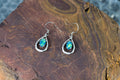 Australian Triplet Opal Earrings - Green Blue Fire Opal - Genuine Australian Triplet Opal Earrings in Sterling Silver White Gold Plated