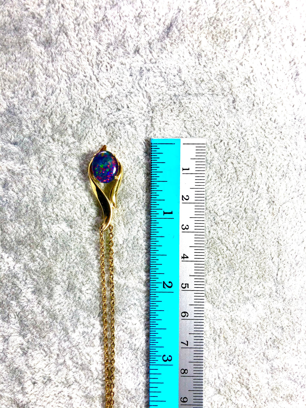 Australian Black Opal Triplet - Genuine Australian Triplet Opal Necklace Pendant - Yellow Gold Plated on Sterling Silver Women's Jewelry - Contemporary Design