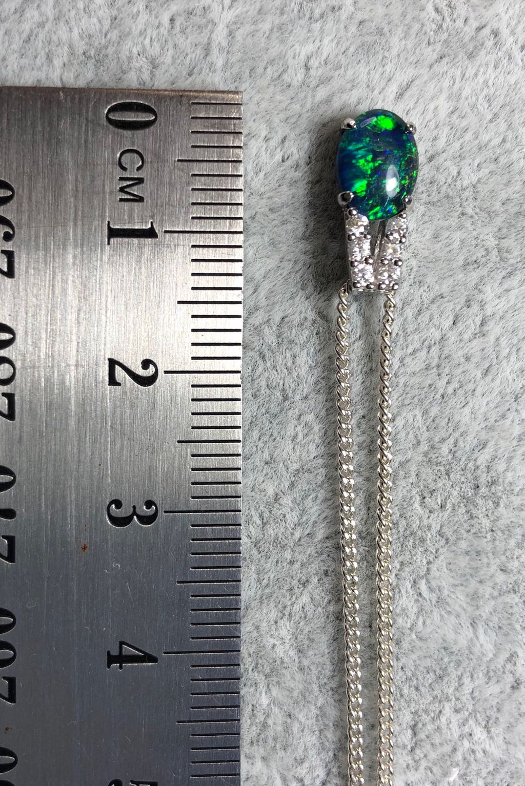 Dainty Green Blue Australian Triplet Opal Necklace - Australian Opal Pendant in Sterling Silver White Gold Plated