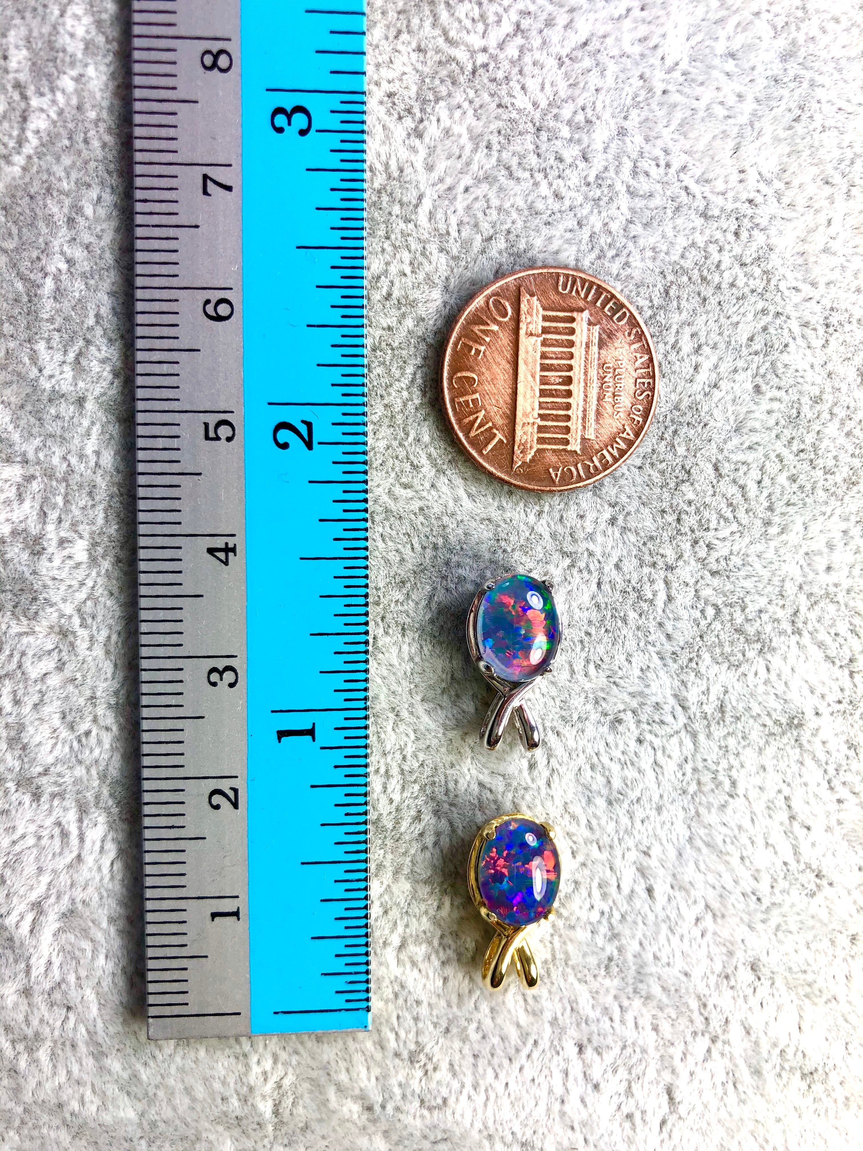 Danity Australia Triplet Opal Necklace - Multi Color Opal Pendant - Genuine Australian Triplet Opal Necklace Pendant in Sterling Silver Yellow Gold Plated