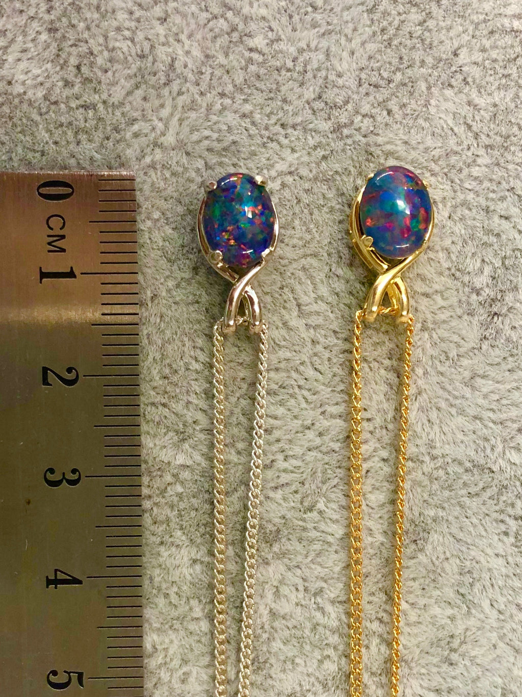 Danity Australia Triplet Opal Necklace - Green Blue Opal Pendant - Genuine Australian Triplet Opal Necklace Pendant in Sterling Silver Yellow Gold Plated