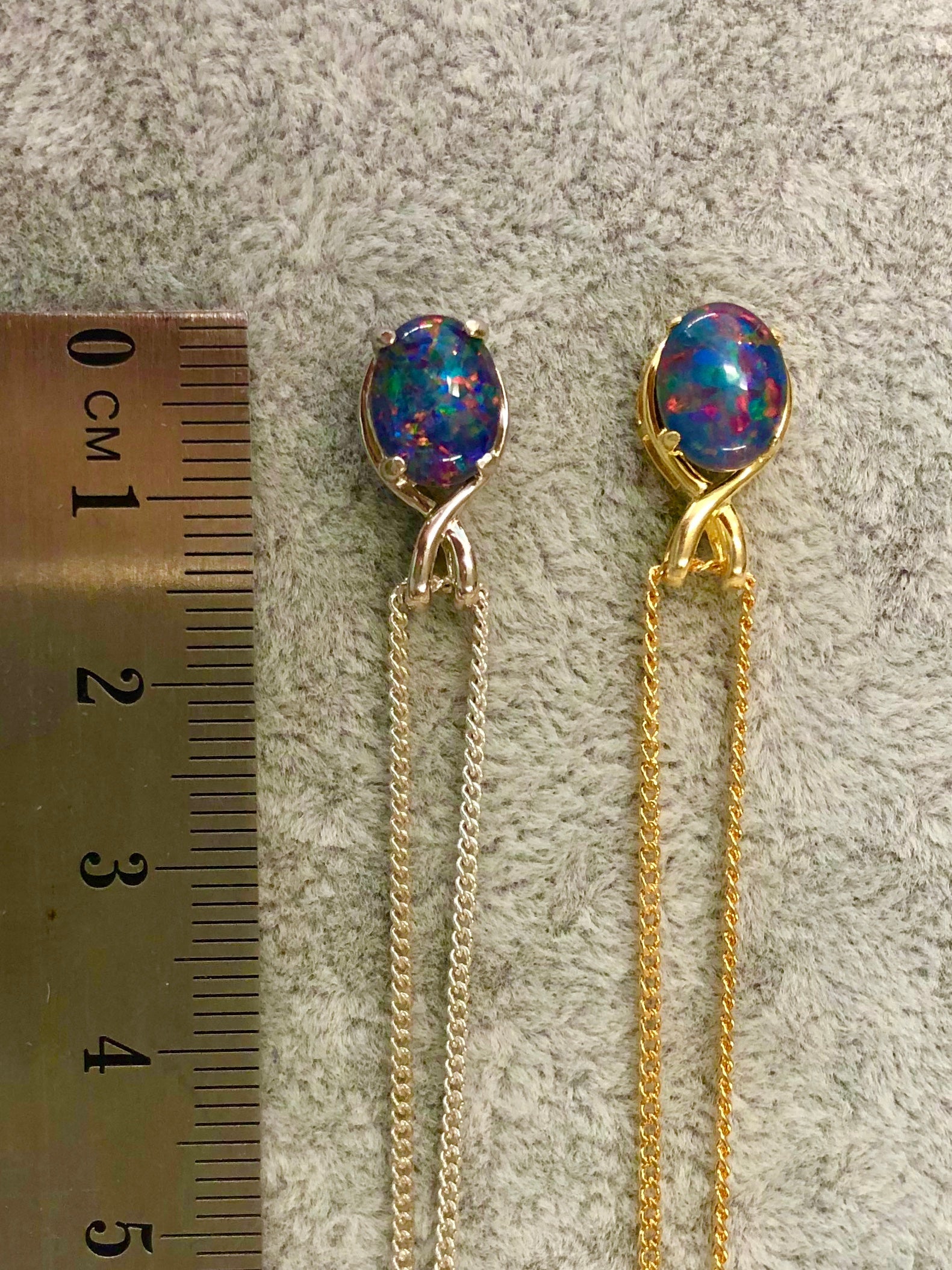 Danity Australia Triplet Opal Necklace - Green Blue Opal Pendant - Genuine Australian Triplet Opal Necklace Pendant in Sterling Silver Yellow Gold Plated