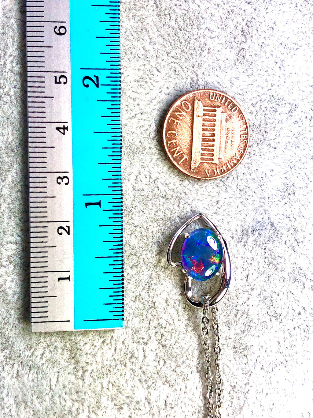 Australian Triplet Opal - Multi Color Fire Opal Necklace - - Heart Design - Genuine Australian Triplet Opal Necklace Pendant in Sterling Silver White Gold Plated