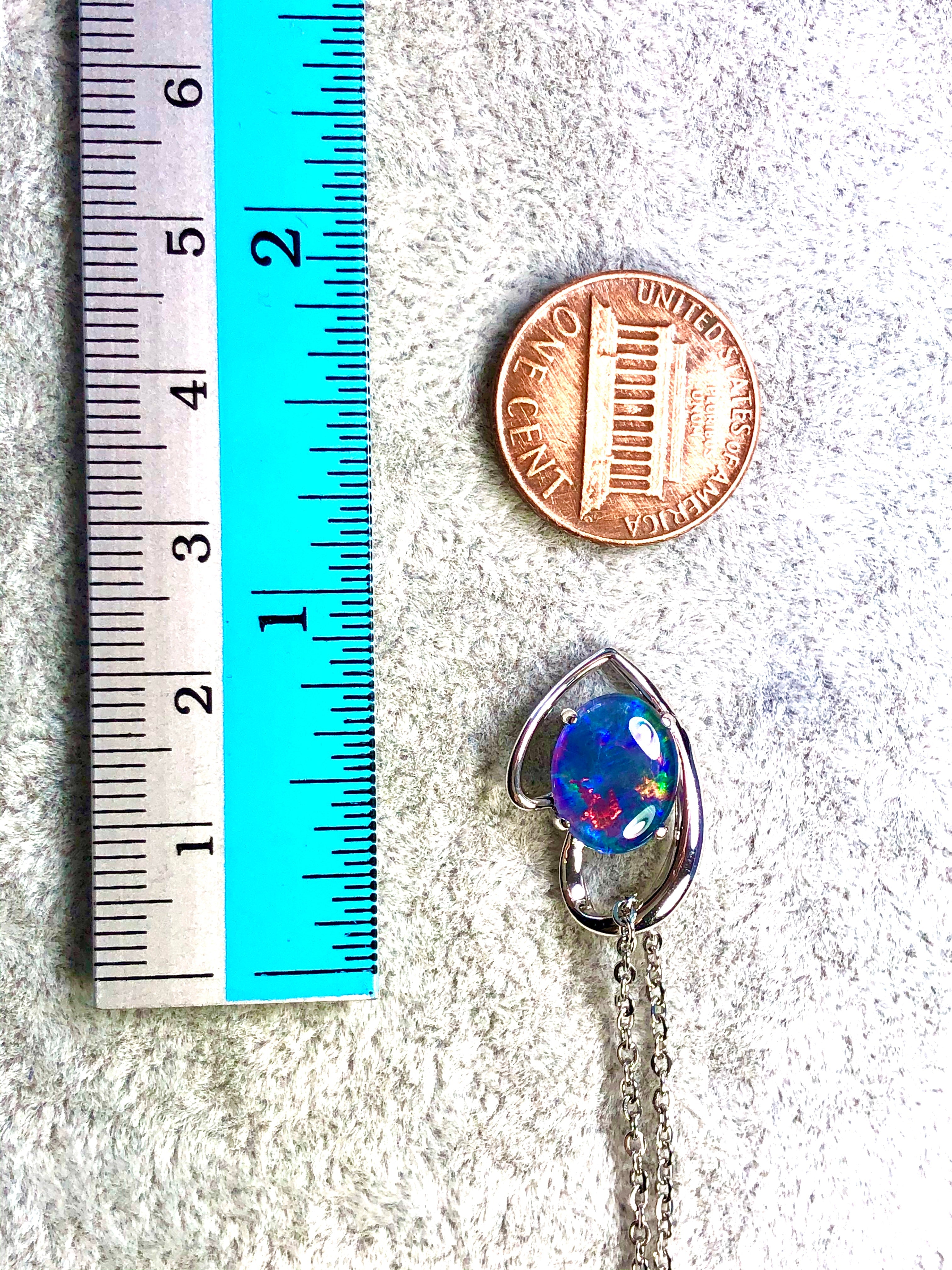 Australian Triplet Opal - Multi Color Fire Opal Necklace - - Heart Design - Genuine Australian Triplet Opal Necklace Pendant in Sterling Silver White Gold Plated