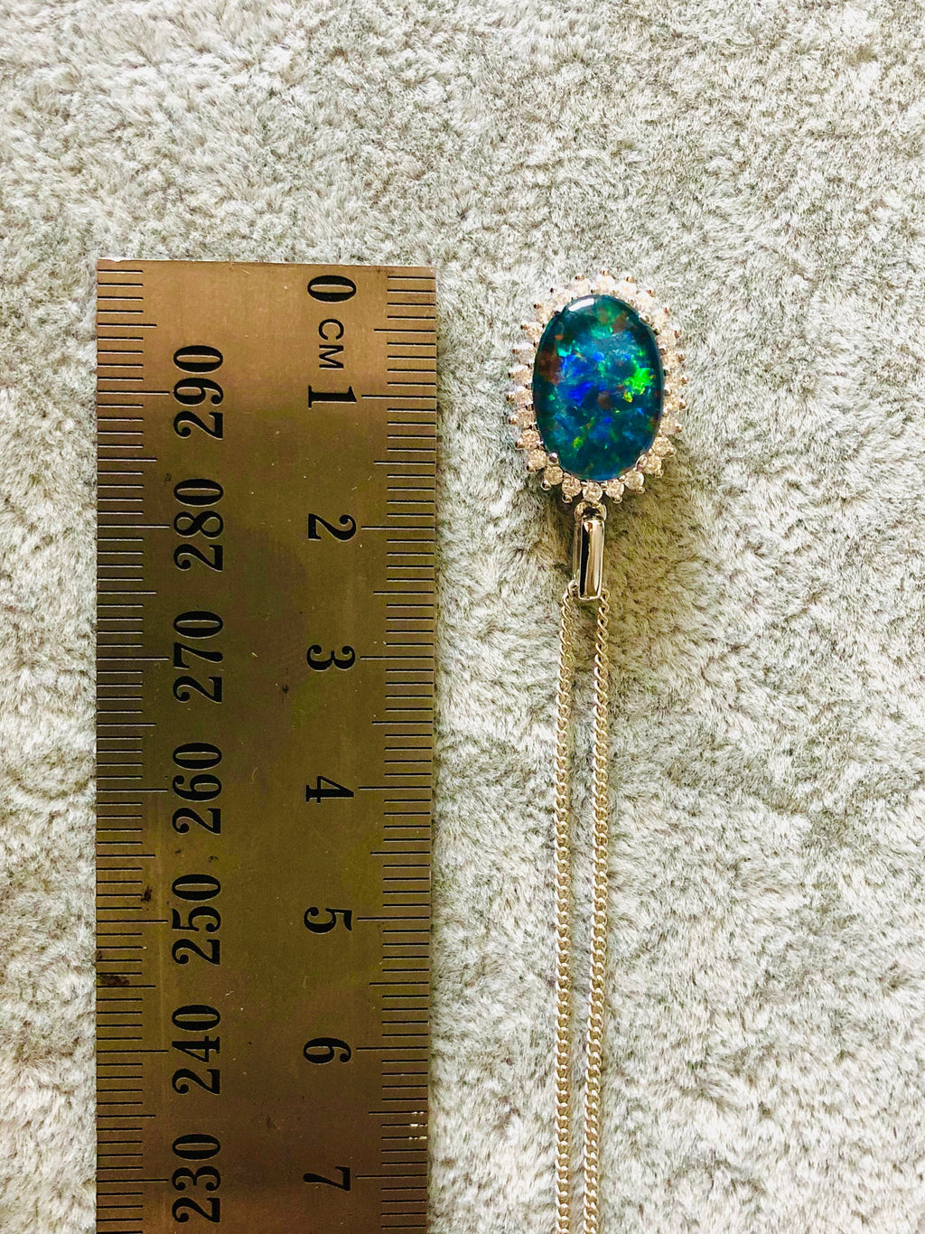 Australian Opal Halo Cluster Luxury Design - Multi Color Fire Opal Necklace - Genuine Australian Triplet Opal Necklace Pendant in Sterling Silver Yellow Gold Plated