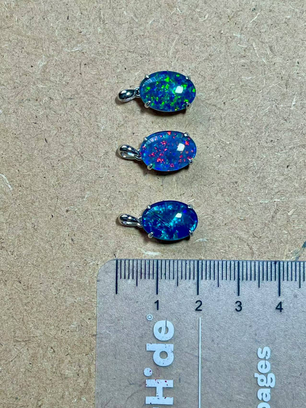 Genuine Australia Triplet Opal - Ocean Blue Color Opal Necklace in Simple Design - Authentic Australian Triplet Opal Necklace Pendant in Sterling Silver White Gold Plated for Women