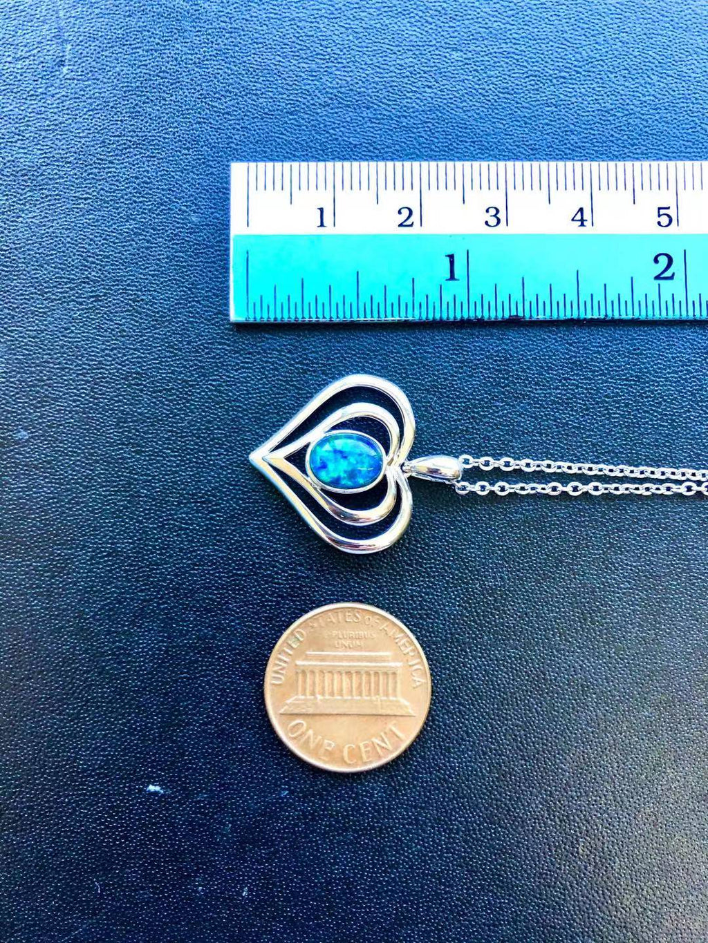 Heart Pendant in Australian Triplet Opal - Fire Opal Necklace - Genuine Australian Triplet Opal Necklace Pendant in Sterling Silver White Gold Plated