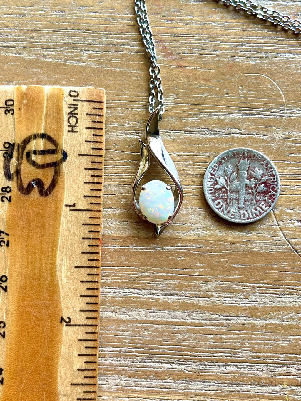 Solid Australian Opal - Authentic Multi Color Fire Opal Necklace - Australian Opal Necklace Pendant in Sterling Silver White Gold Plated