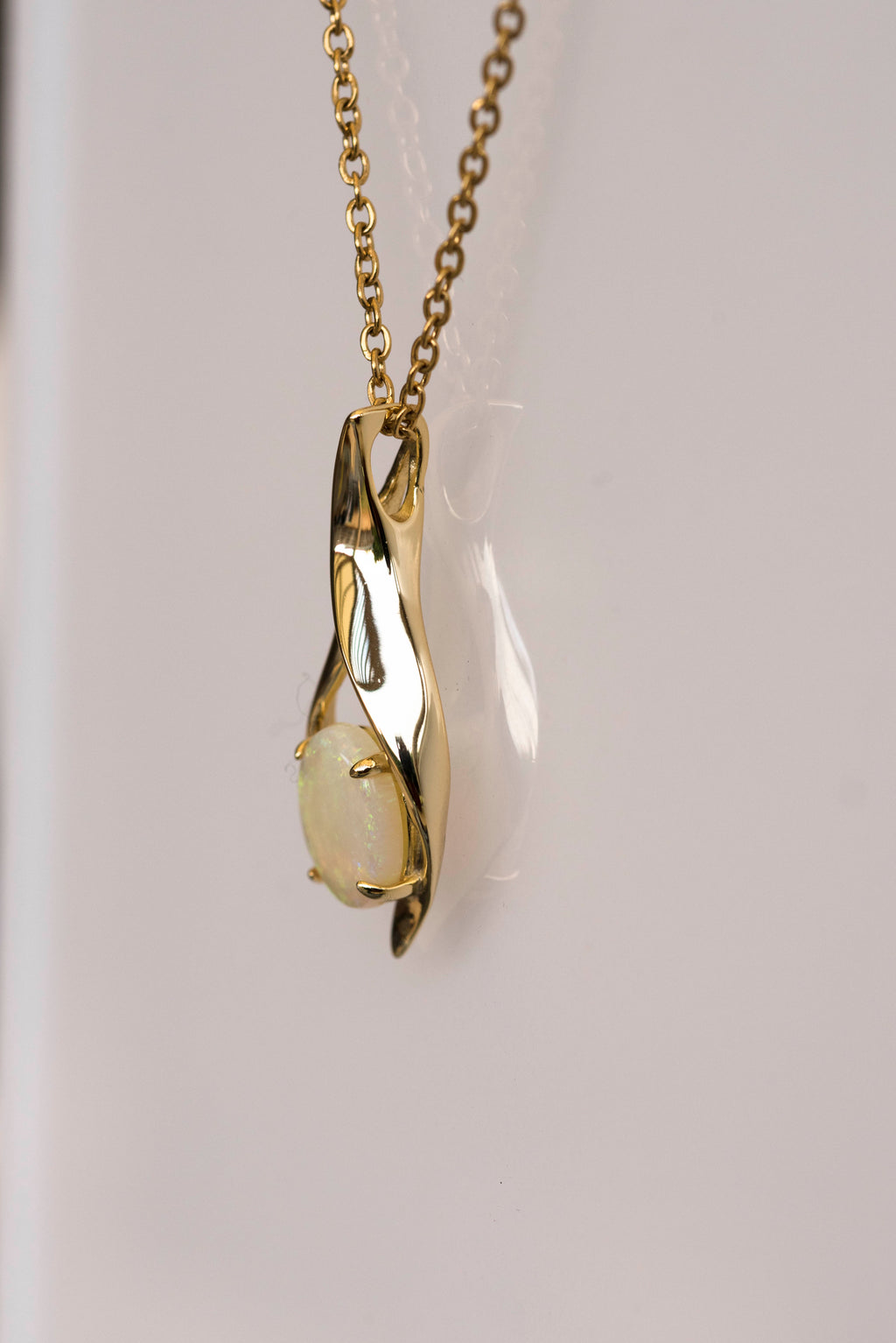 Solid Australian Opal - Genuine Multi Color Fire Opal Necklace - Australian Opal Necklace Pendant in Sterling Silver Yellow Gold Plated