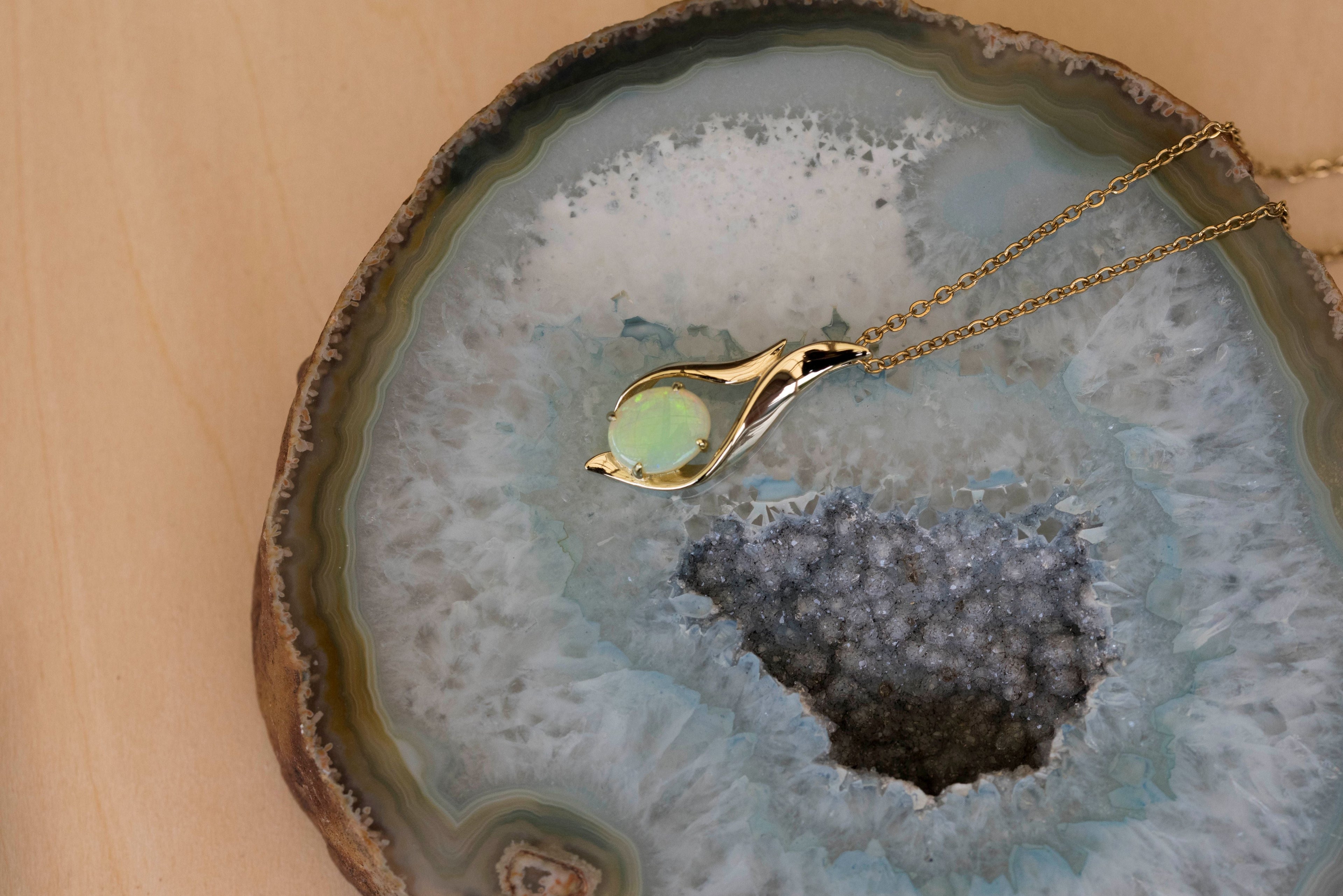 Solid Australian Opal - Genuine Multi Color Fire Opal Necklace - Australian Opal Necklace Pendant in Sterling Silver Yellow Gold Plated