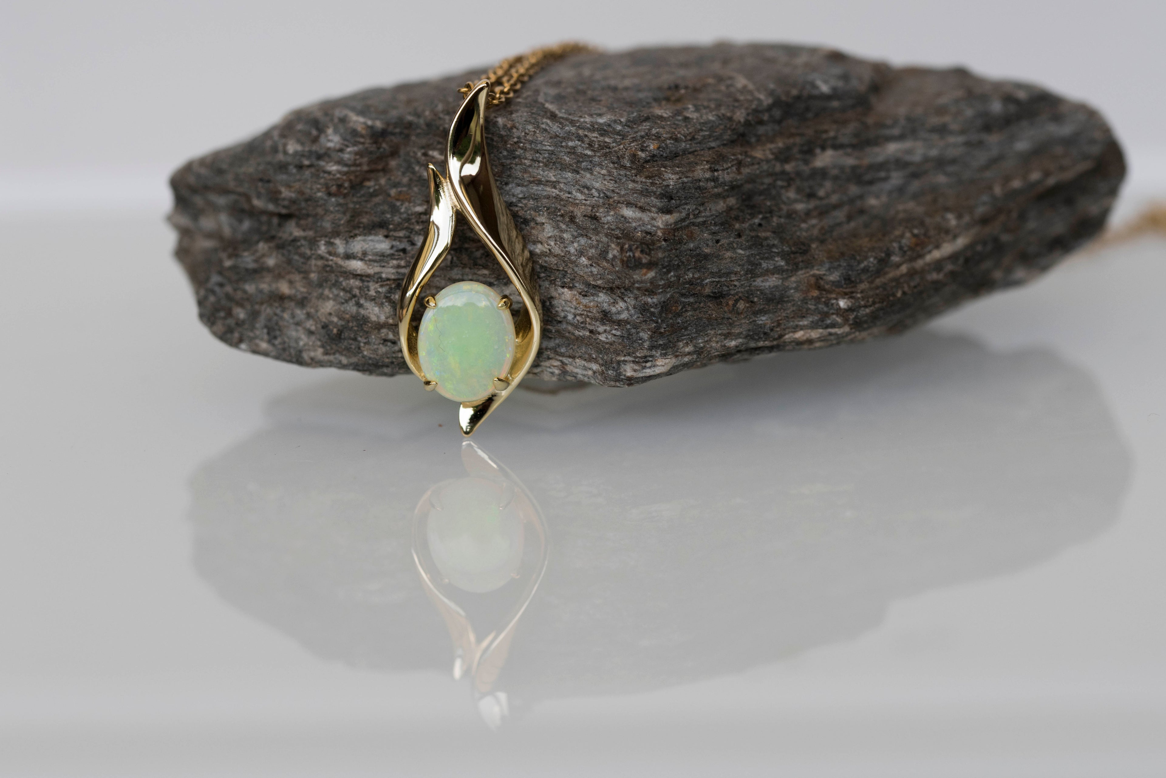 Solid Australian Opal - Genuine Multi Color Fire Opal Necklace - Australian Opal Necklace Pendant in Sterling Silver Yellow Gold Plated