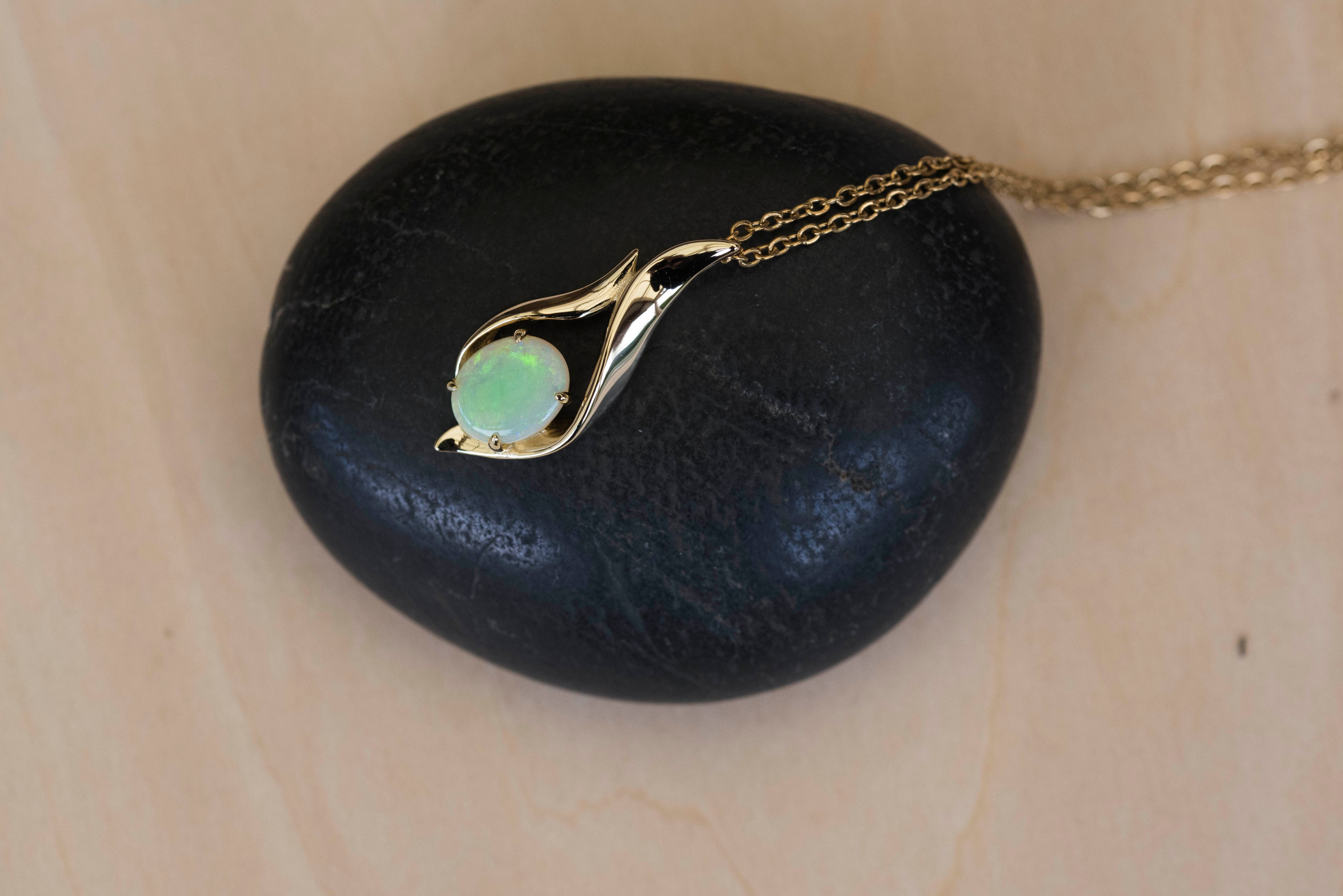 Solid Australian Opal - Genuine Multi Color Fire Opal Necklace - Australian Opal Necklace Pendant in Sterling Silver Yellow Gold Plated