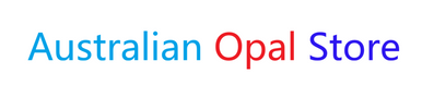 Logo of Australian Opal Store with blue, red, and purple text on a white background